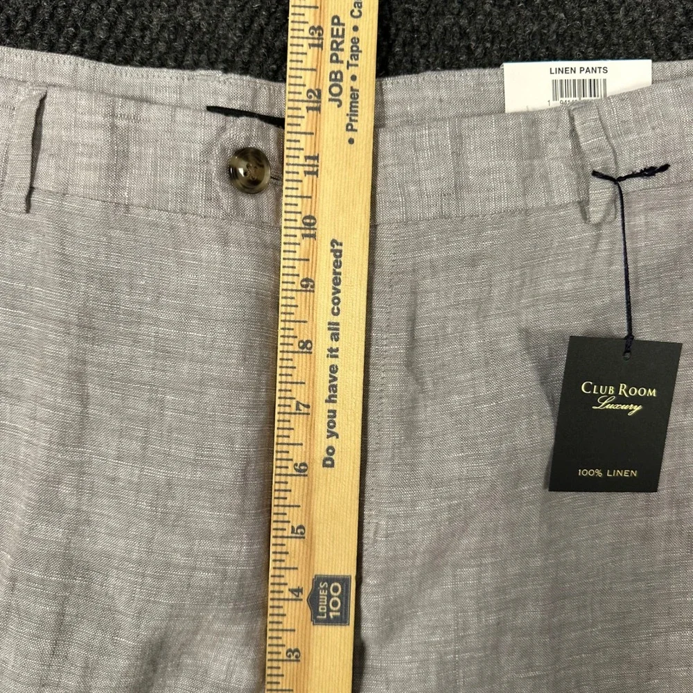 Club Room Luxury Linen Pants NWT Men 36x32 Light Grey Flat Front Resort Vacation
